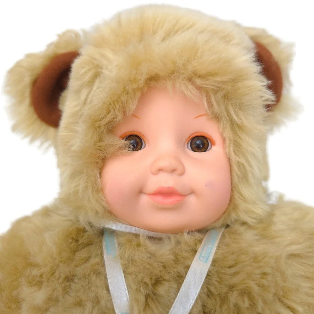 Vintage 1997 Anne Geddes Baby Bear Plush Doll Tan Faux Fur 15 Inch Unimax Toy